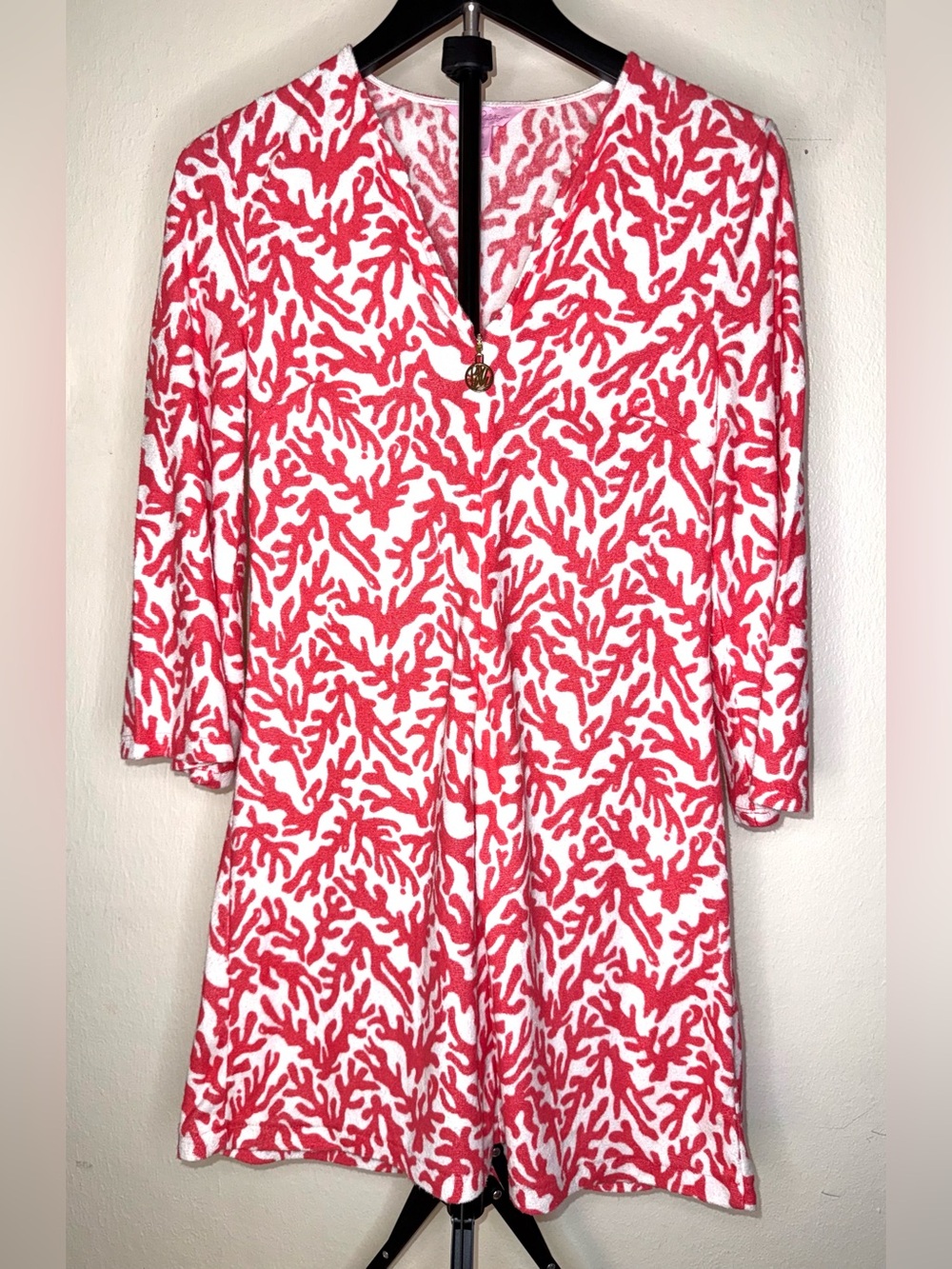 Lilly Pulitzer Hot Pink and White Terry Cloth Swim Coverup Dress, size S